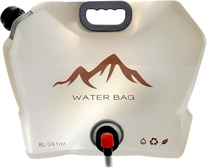 Collapsible 2-Gallon Water Jug Portable Camping Bag with Leak-Proof Spigot Durable BPA-Free 8L Collapsible Water Container for Hiking Camping Emergency Prep (Beige)-NeatNest