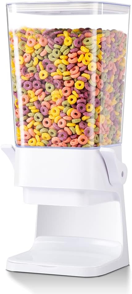 Cereal Dispenser Countertop with lids, 5L Organization and Storage Containers for Kitchen and pantry, Plastic Containers for food, Cereal, Rice, Beans, Grains, Nuts, Oatmeal, Pet food, White, 1Pc-NeatNest
