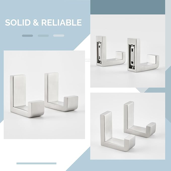 Angle Simple Bathroom Towel Hooks, SUS 304 Stainless Steel Compact Robe Coat Hooks for Wall, Brushed Nickel, 2 Pack