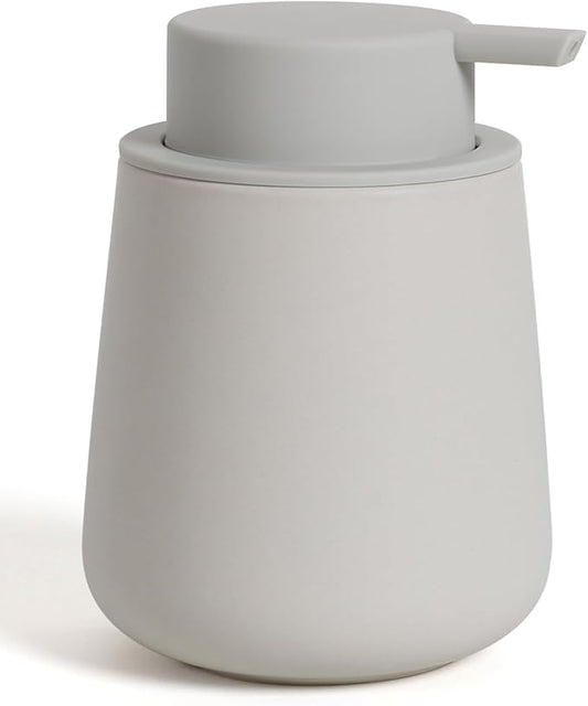 Bosilunlife Soap Dispenser Bathroom - Grey Ceramic Soap Dispenser Lotion Hand Pump Dish Soap Bottle for Kitchen 12oz Refillable Liquid Hand Wash Dispenser for Bathroom-NeatNest