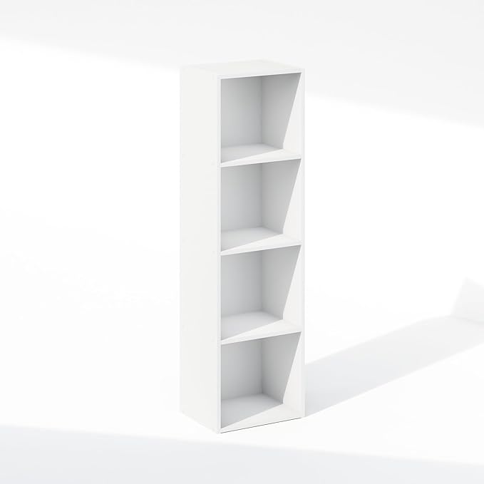 Furinno Reed 4-Tier Open Shelf Multipurpose Closet Storage, Storage Organizer, White-NeatNest