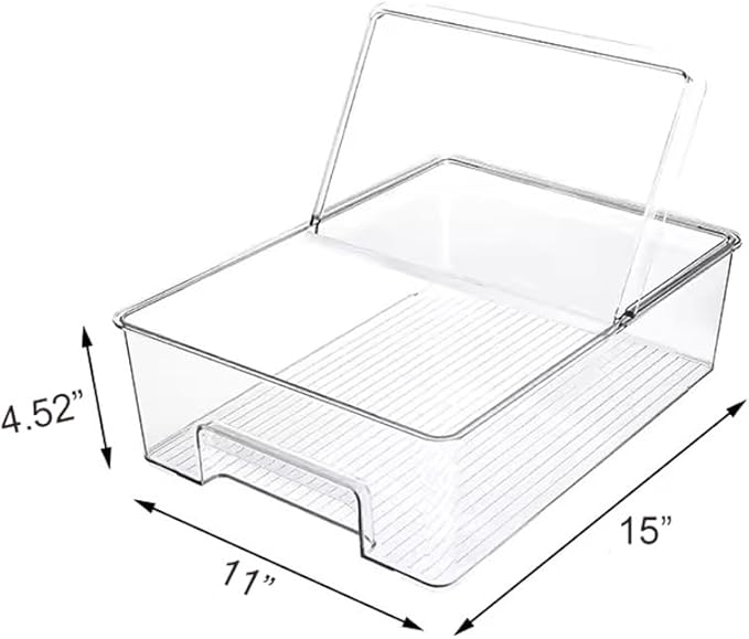 Freezer Containers Food Storage Containers Fridge Containers Plastic Organization Storage Bin for Fridge, Freezer, Pantry, Kitchen- Organizer for Fruit, Yogurt, Snacks, Pasta, set of 2