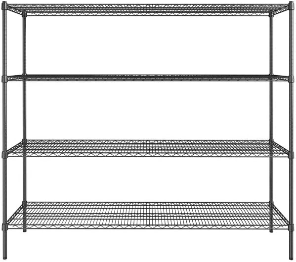 21" x 72" NSF Black Epoxy 4-Shelf Kit with 64" Posts, Heavy Duty Storage Shelving, Wire Shelving Kit, NSF Commercial Storage Rack Unit
