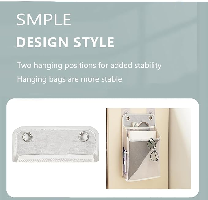 2pcs Wall Hanging Storage Organizer Bag, Hanging baskets with pockets for Wall organizing, Storage Hanging Bag for Bedroom, Dormitory, Study Room, Bathroom (Grey/White)-NeatNest