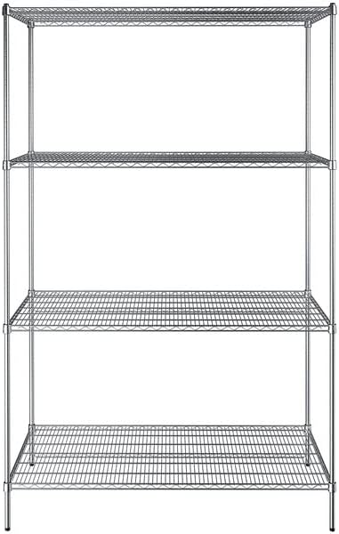 30" x 60" NSF Chrome 4-Shelf Kit with 96" Posts, Heavy Duty Storage Shelving, Wire Shelving Kit, NSF Commercial Storage Rack Unit