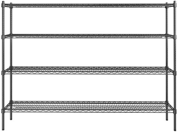 14" x 72" NSF Black Epoxy 4-Shelf Kit with 54" Posts, Heavy Duty Storage Shelving, Wire Shelving Kit, NSF Commercial Storage Rack Unit