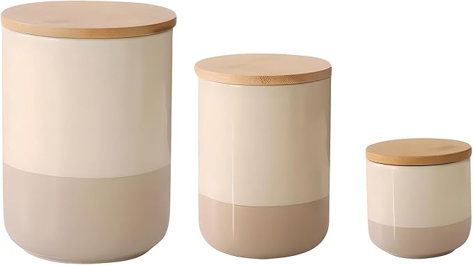 Ceramic Canister Set with Airtight Seal Lid, Kitchen Canisters for Countertop, Canisters Sets for Flour, Coffee, Bean, Sugar, Tea, Spices and More, Home Decor (Set of 3)-NeatNest
