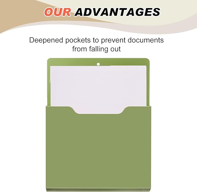 Fuutreo 6 Pcs Magnetic Wall File Organizer Magnetic Wall File Holder Refrigerator Magazine Holder for Mail Letters Paper(Dark Vintage,10 x 13 Inch,Vertical)