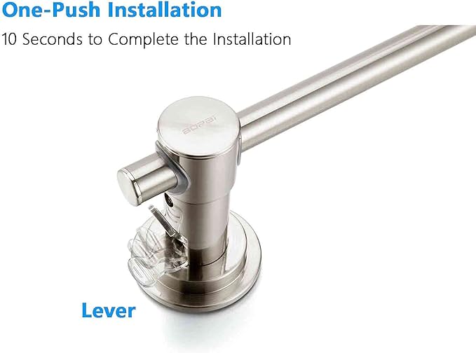 BOPai 24 inch Vacuum Suction Cup Towel Bar, Removeable Shower Mat Rod Shower Door Adhesive Towel Bar Suction Towel Rack, Brushed Nickel-NeatNest