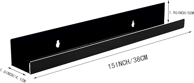 4 Pack Acrylic Shelves for Wall Storage,15" Floating Bookshelves for Kids, Display Shelf for Bathroom, Bedroom,Decor, Black
