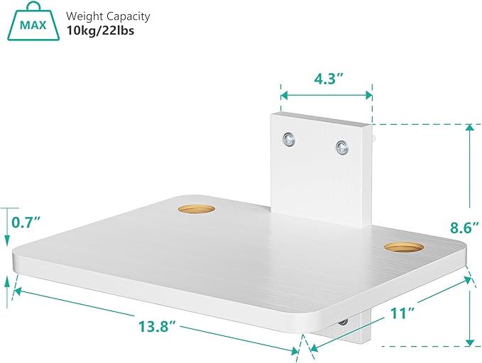 WALI Floating TV Shelves for Wall, Projector Shelf Holds Up to 22lbs, Wooden Wall Mounted Shelves for DVD Players, Cable Boxes, Game Consoles, Living Room Decor Accessories (CS201NW), 1 Shelf, White