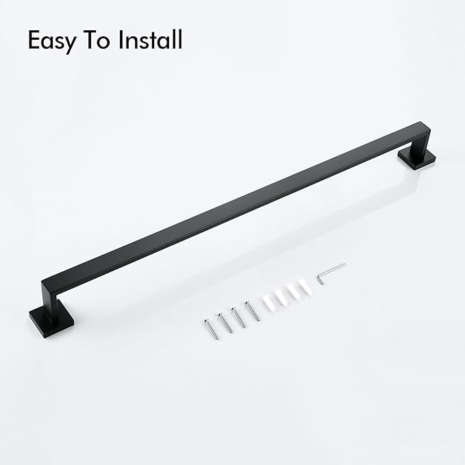BANOLUX Towel Rack, 36-Inch Single Towel Bars for Bathroom, Towel Racks for Bathroom Wall Mounted SUS304 Stainless Steel Hand Towel Holder Organize Heavy Duty, Matte Black Towel Bar