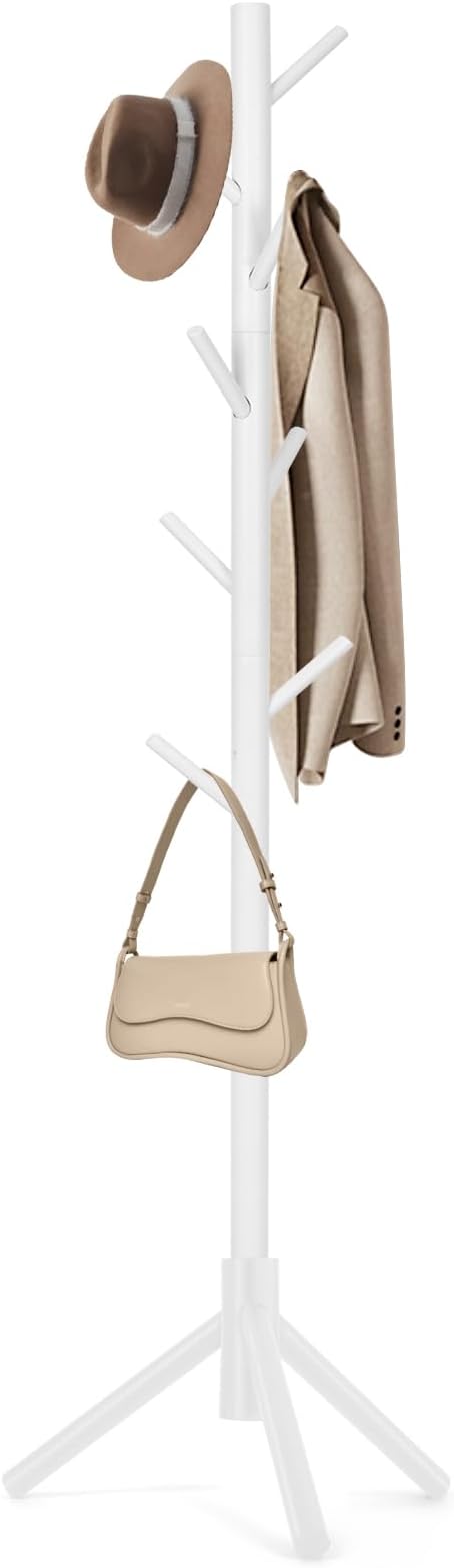 Coat Rack, Freestanding Coat Rack with 8 Hooks and 3 Adjustable Size Tree Coat Racks for Bedroom, Hallway, Entrance, Office, for Hats, Coats, Scarves, Handbags-NeatNest