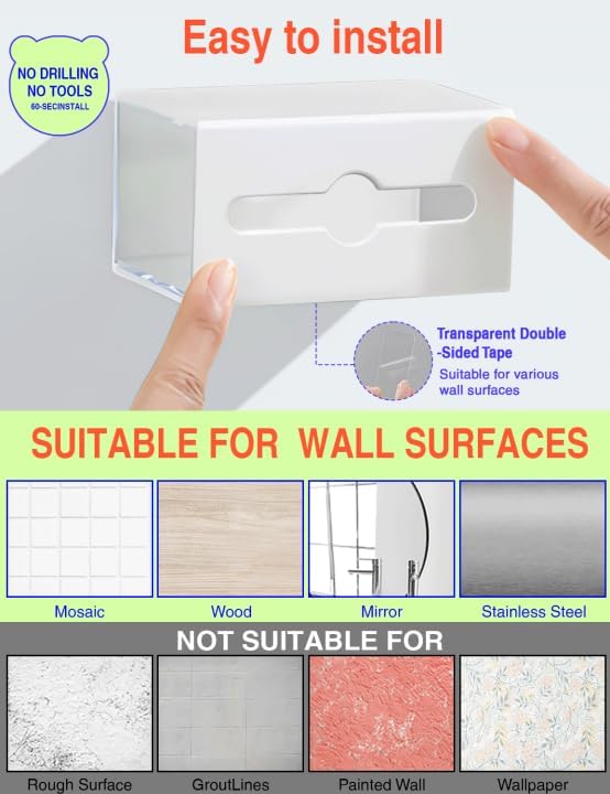 Qtip Holder for Bathroom Wall Organizer – Bathroom Decor, Dorm Room Essential, Small Q-tip Dispenser for Cotton Swabs, Balls, Pads, Floss Picks – Office Storage, Vanity Makeup Organizer (4 Pack)