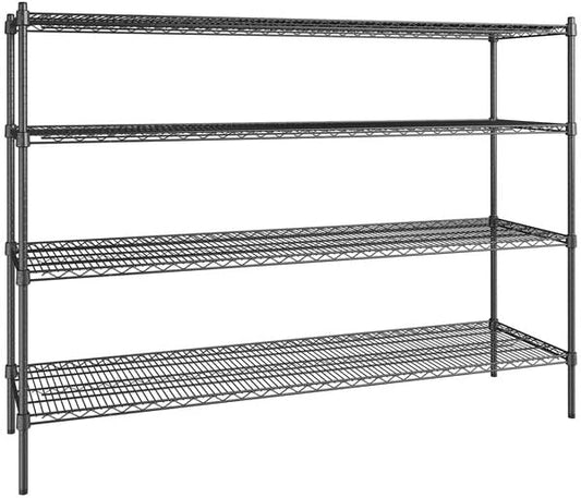 21" x 72" NSF Black Epoxy 4-Shelf Kit with 54" Posts, Heavy Duty Storage Shelving, Wire Shelving Kit, NSF Commercial Storage Rack Unit