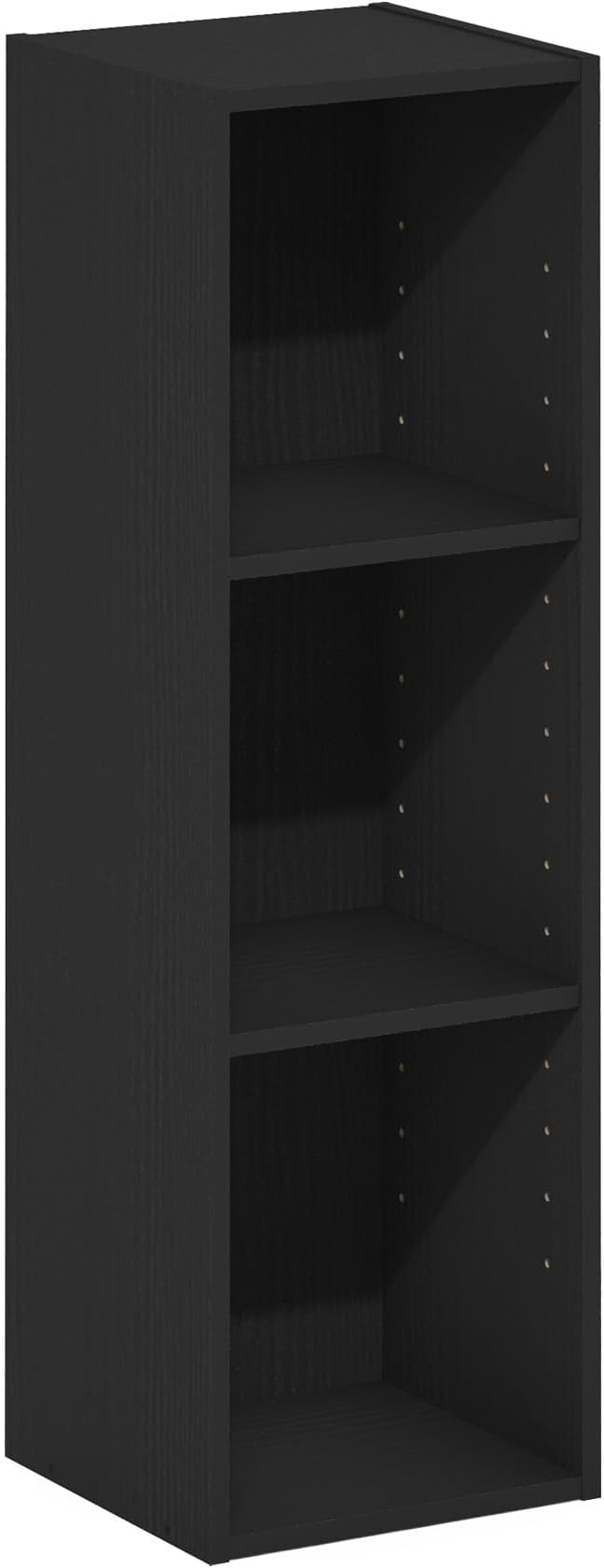 Furinno Fulda 3-Tier Space Saving Storage Shelf Bookcase, 10-Inch Width, Blackwood-NeatNest