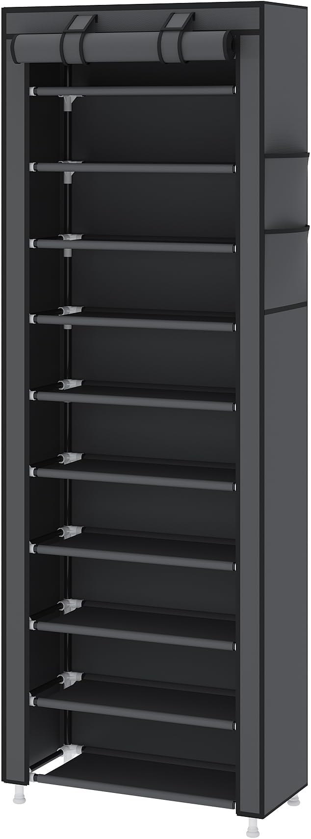 UDEAR 10-Tier Free Standing Shoe Rack Sturdy Shoe Rack Organizer for Closet Entryway Stackable Shoe Shelf with Dustproof Cover,Grey-NeatNest