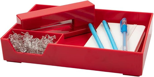 JAM Paper Stackable Half Desk Trays - Red - Office & Desk Supply Organizer Top Tray - Sold Individually-NeatNest