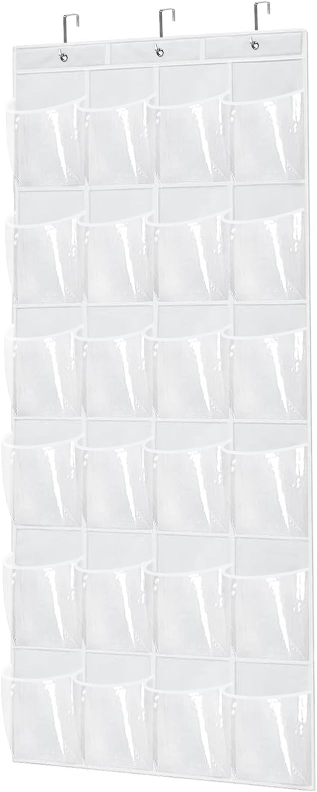 Over The Door Shoe Organizer - Space Saving Shoe Rack for Closet Door with 24 Pockets and Hook, Shoe Holder Back of Door Organizers for Shoes, Hanging Shoe Organizer(White)-NeatNest