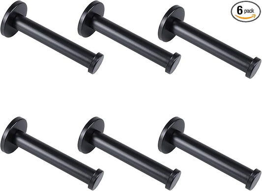 Bath Towel Hooks, 6 Pack Long Coat Hooks, Sturdy Wall Mounted Robe Hook, SUS 304 Stainless Steel Heavy Duty Clothes Hanger, Wall Towel Hooks for Bathroom Bedroom Kitchen (4 in, Black)