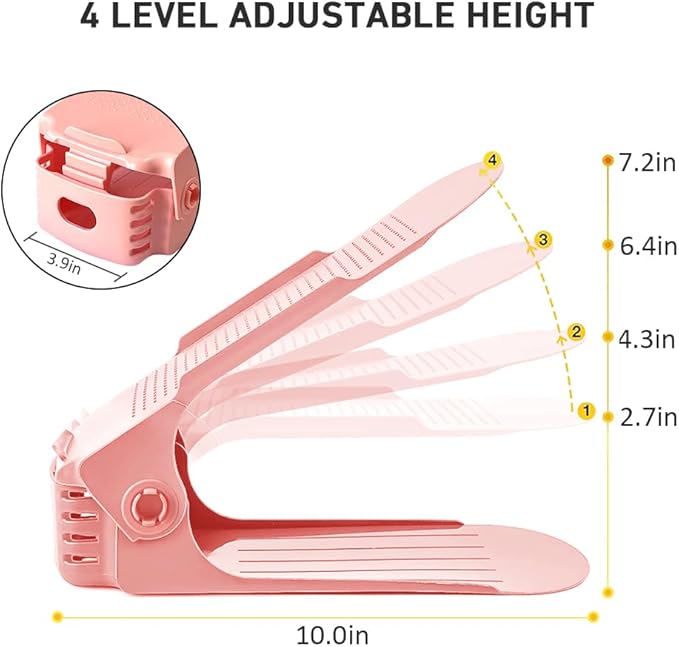 Shoe Slots Organizer 36 Pack - Shoe Organizer Space Saver 50%,Adjustable Thickening Shoe Stackers for a pair of Shoes,Shoe Storage Shoe Rack Holder for closet organization,organizador de zapatos,Pink-NeatNest