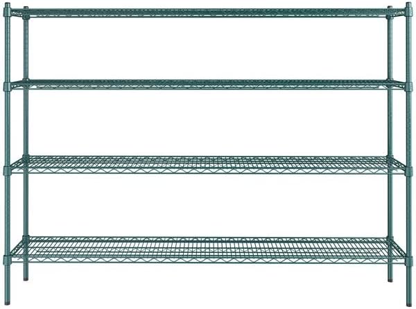 14" x 72" NSF Green Epoxy 4-Shelf Kit with 54" Posts, Heavy Duty Storage Shelving, Wire Shelving Kit, NSF Commercial Storage Rack Unit