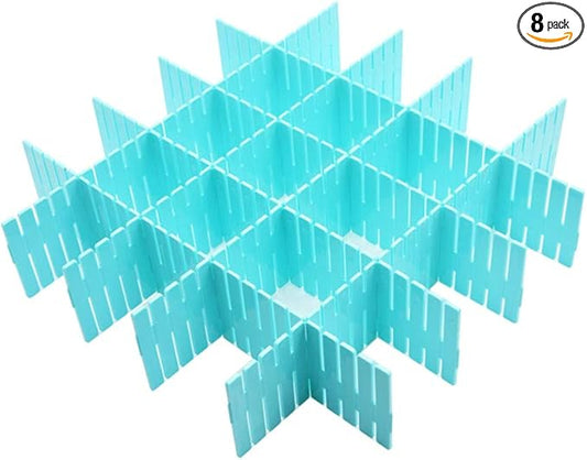 8pcs DIY Plastic Drawer Organizer Adjustable Drawer Dividers for Home Tidy Closet, Socks, Underwear, Office School Supplies, Kitchen Utensil Tools (Blue)-NeatNest
