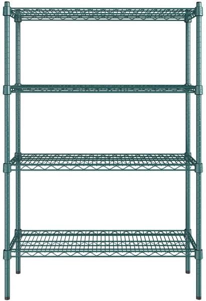 14" x 36" NSF Green Epoxy 4-Shelf Kit with 54" Posts, Heavy Duty Storage Shelving, Wire Shelving Kit, NSF Commercial Storage Rack Unit