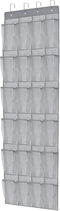 Over the Door Shoe Organizer Shoe Rack for Door Hanging Shoe Organizer (Grey, 24 pockets)-NeatNest