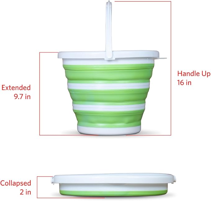 Pine-Sol Collapsible Bucket 2.6 Gallon - Multipurpose Foldable Pail for Cleaning, Car Wash, Outdoor, and Camping - Portable Round Plastic Tub with Handle-NeatNest
