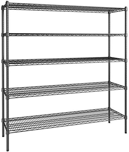 18" x 60" NSF Black Epoxy 5-Shelf Kit with 72" Posts, Commercial Storage Rack Unit, Heavy Duty Storage Shelving, Wire Shelving Kit, Adjustable Rack Strong Steel, Multipurpose Wire Shelf