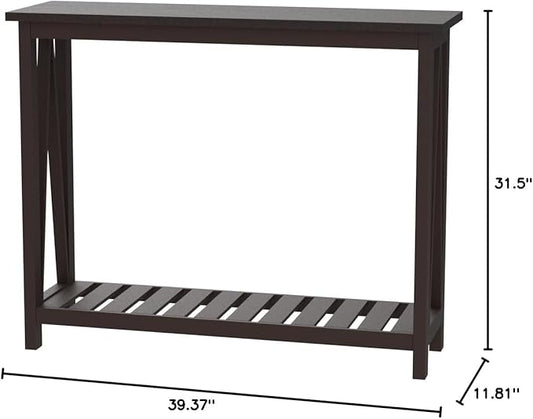 ChooChoo Farmhouse Console Table, Rustic Vintage Narrow Sofa Table for Entryway, Living Room, Hallway, 40 Espresso-NeatNest