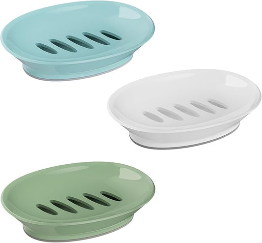 3-Pack Soap Dish with Drain Soap Holder, Soap Saver Easy Cleaning, Stop Mushy Soap Tray for Shower Bathroom Kitchen-NeatNest