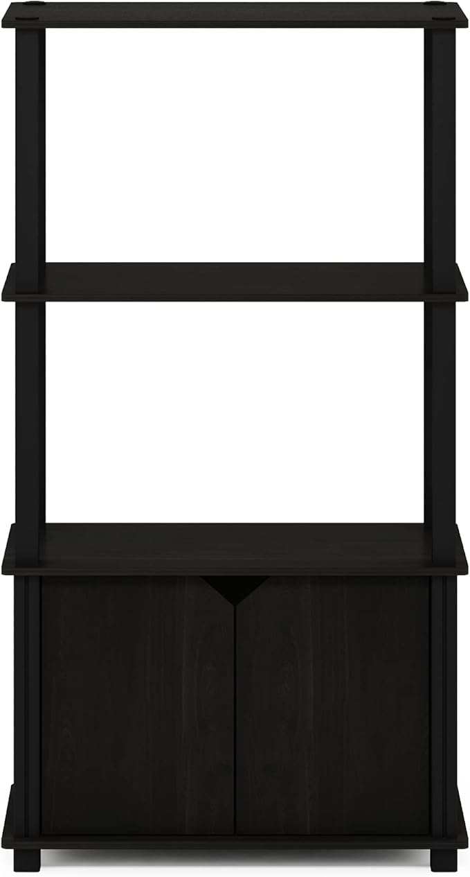 Furinno Brahms 4-Tier Multipurpose Bookcase/Bookshelf/Display Shelf/Display Rack with Door, Espresso/Black-NeatNest