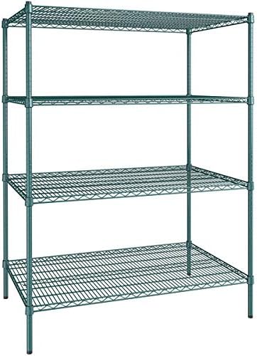 30" x 48" NSF Green Epoxy 4-Shelf Kit with 64" Posts, Heavy Duty Storage Shelving, Wire Shelving Kit, NSF Commercial Storage Rack Unit