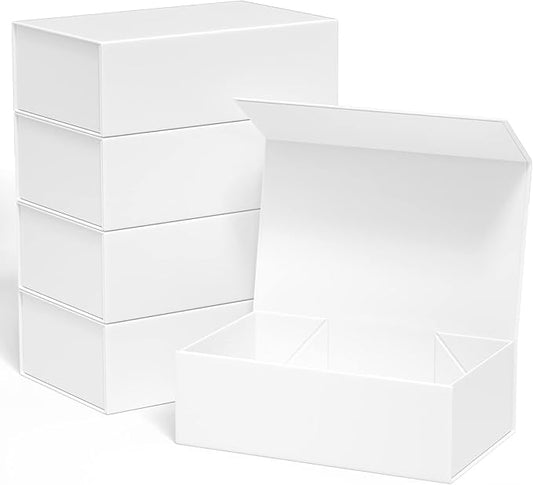 Gift Boxe 12" x 6" x 4" with Magnetic Closure Lid Gift Boxes for Presents,Bridesmaid Gifts Box,Cute Box,Birthday Gift box,Luxury for Gift Packaging, Magnetic Gift Box for Wrapping Gifts (White/5PCS)-NeatNest
