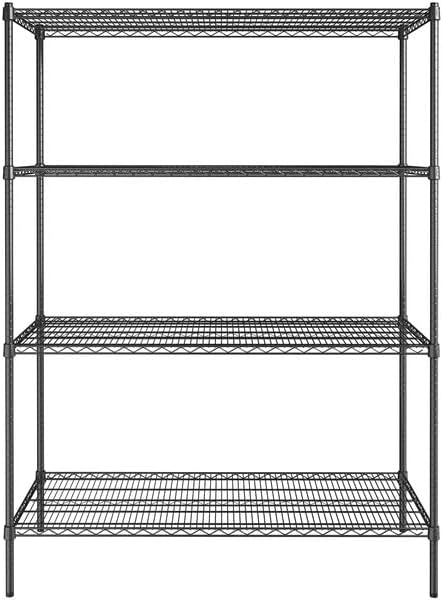 24" x 54" NSF Black Epoxy 4-Shelf Kit with 74" Posts, Heavy Duty Storage Shelving, Wire Shelving Kit, NSF Commercial Storage Rack Unit