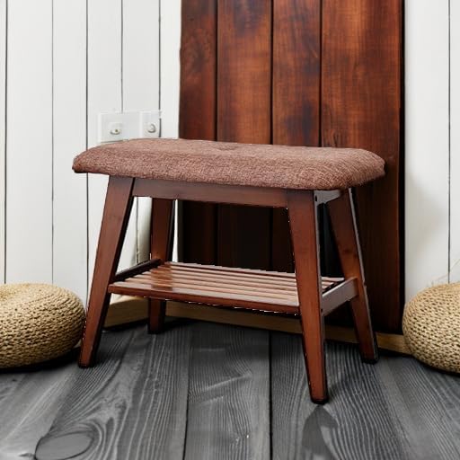 Shoe Entryway Bench, Bamboo Shoe Rack Bench, Organizer with 2 Tier Storage Simple Style Good Load Bearing, Ideal for Entryway Hallway Living Room,(Brown,23.6'')-NeatNest