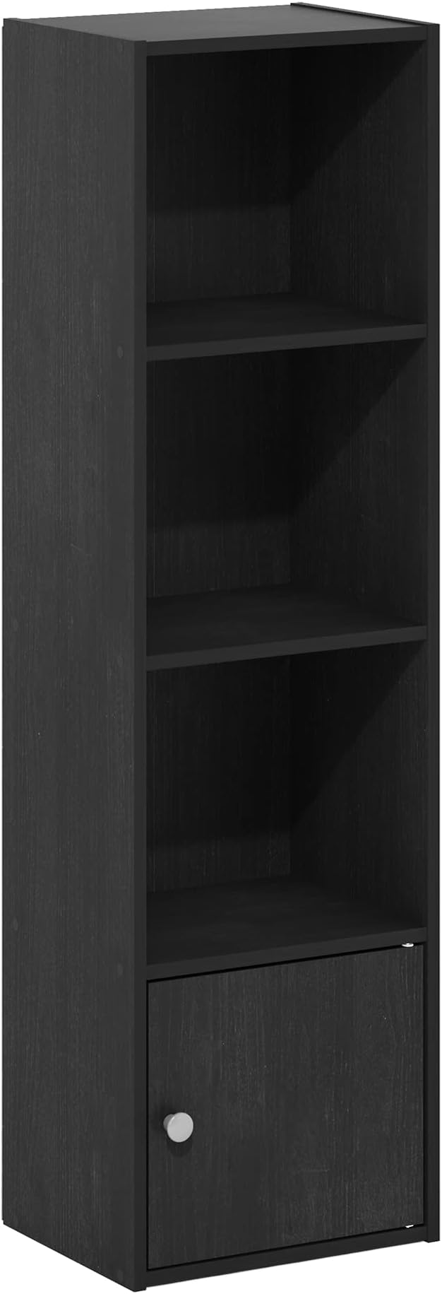 Furinno Luder Shelf Bookcase with 1 Door Storage Cabinet, Blackwood-NeatNest
