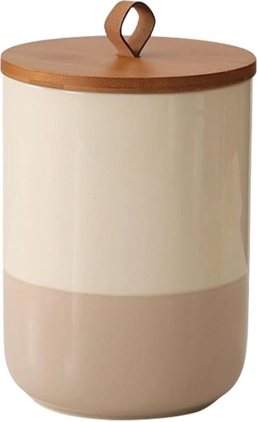Ceramic Canister with Airtight Seal Lid, Kitchen Canisters for Countertop, Large Food Storage Jar for Flour, Coffee Bean, Sugar, Tea, Spices and More, Home Decor (1300ml/43.96oz)-NeatNest
