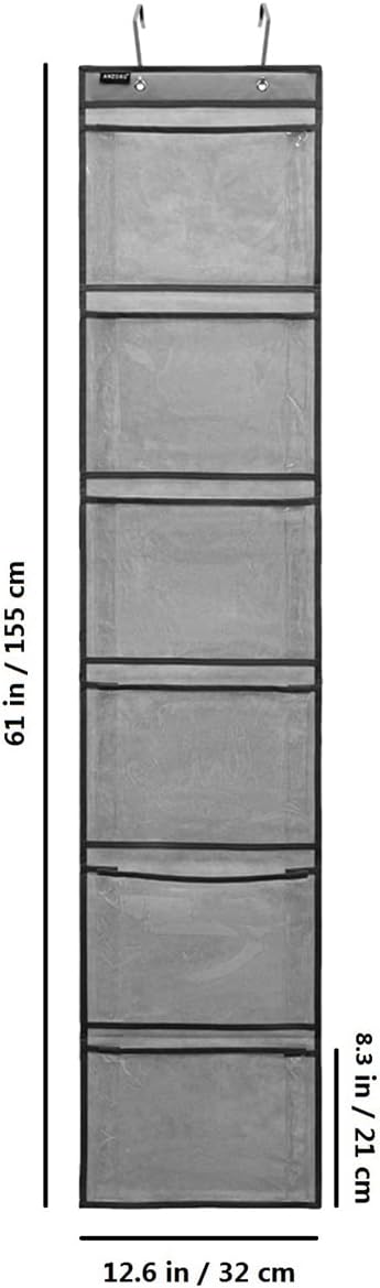 Extra Large Pockets Shoe Organizer for Closet Over The Narrow Door Hanging Shoe Holder Storage (6 Large Pockets-Grey)-NeatNest