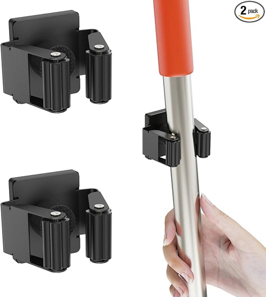 Magnetic Broom Holder,2 Pack Strong Magnetic Mount Broom and Mop Holder for Cleaning Tools,Power Non-Slip Magnetic Tool Holder Broom Hooks for Apartment RV Accessories Camper Garage Kitchen-NeatNest
