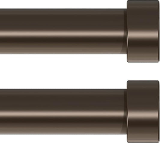 2 Pack Curtain Rods for Windows 28 to 48 Inch(1.5-5 Feet), Bronze 1'' Diameter Drapery Rods with End Cap Style Design,Modern Adjustable Heavy Duty Curtain Rod,Size:30''-60''