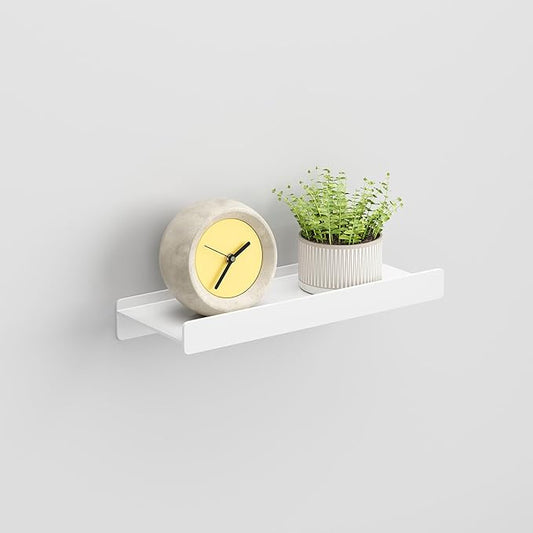 Floating Shelves for Wall, Wall Mounted Shelves with Lip for Storage, Metal Display Shelves for Home Decor, Kitchen/Living Room/Bedroom/Bathroom Shelf, White 12 inch 1 Pack-NeatNest