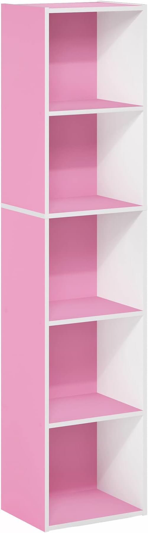Furinno Luder Bookcase / Book / Storage, 5-Tier Cube, Pink/White-NeatNest