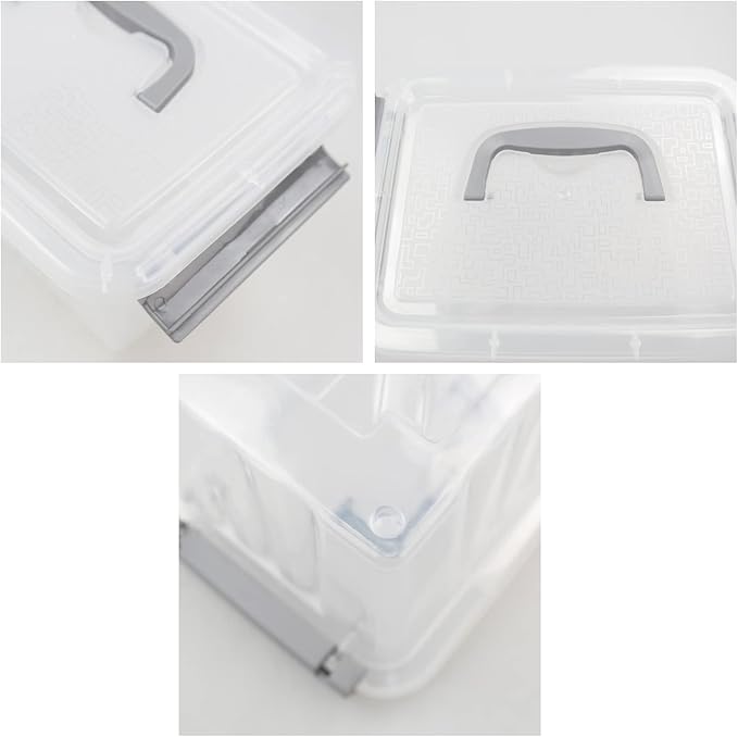 Hespama 3.5 Quart Small Storage Bin, Plastic Latching Box with Lid, 4 Packs
