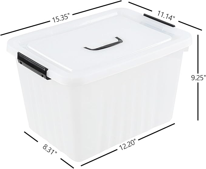 Bringer 4-Pack Clear Plastic Latching Storage Box, 18 L Storage Bin with Handle-NeatNest
