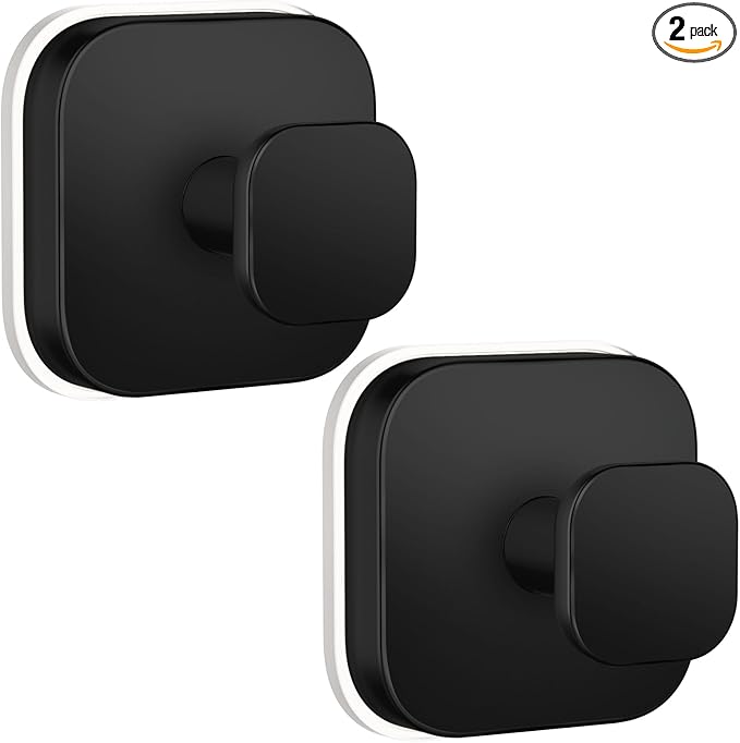 BKV Suction Cup Hooks for Shower,Heavy Duty Shower Hooks for Bathroom Wall,Glass Windows,Smooth Doors to Hang Towels,Robes,Coat,Reusable Suction Cup Wreath Hanger for Christmas Wreaths-Black(2 Pack)-NeatNest