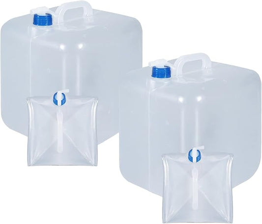 2 Pack Collapsible Water Container with Spigot, Foldable Cube Water Jugs Portable Water Storage for Outdoors Camping Hiking Disaster Preparedness & Survival Gear 1.4/2.6/4/5.3 Gallon-NeatNest