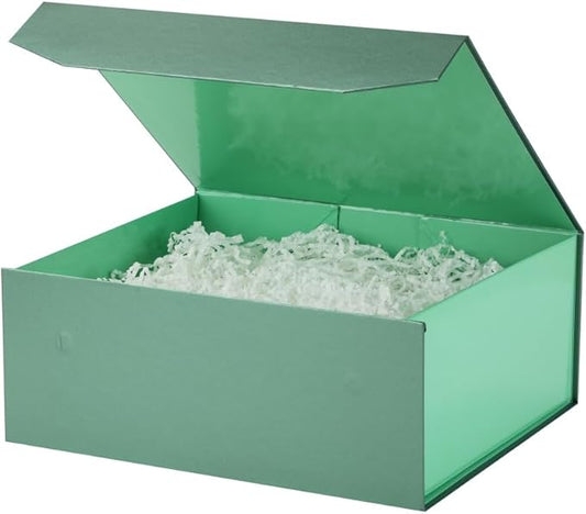 6 Pcs Green Gift Box Large 13x11x5.3 Inch Large Black Gift Box Large Magnetic Gift Box with Crinkle Paper Green Large Gift Box with Shredded Paper Luxury Gift Boxes with Lids for Presents-NeatNest